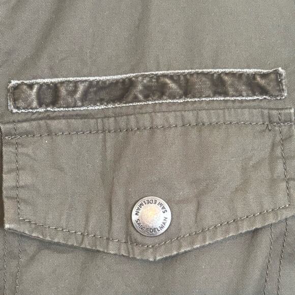 Sam Edelman Green Brown Military Jacket Cotton Wool Velour Sz S - Picture 4 of 10